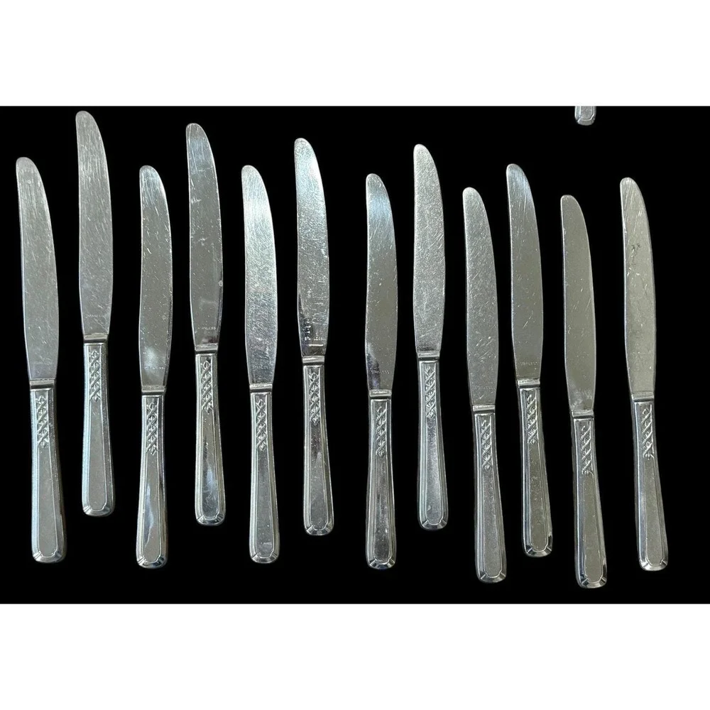 Oneida Flight‎ Criss Cross Stainless Flatware Set 52 Pc MCM Fork Spoon Knife Lot